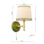 Joules Upton Wall Light Matt Green and Matt Antique Brass With Shade