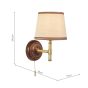 Joules Upton Wall Light Matt Red and Matt Antique Brass With Shade