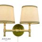 Joules Upton 2 Light Wall Light Matt Green and Matt Antique Brass With Shade