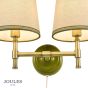 Joules Upton 2 Light Wall Light Matt Green and Matt Antique Brass With Shade