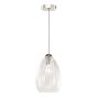 Valora Pendant Polished Nickel and Ribbed Glass