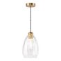 Valora Pendant Antique Bronze and Ribbed Glass