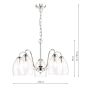 Valora 5 Light Pendant Polished Nickel and Ribbed Glass