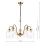 Valora 5 Light Pendant Antique Bronze and Ribbed Glass
