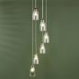 Valora 6 Light Cluster Pendant Polished Nickel and Ribbed Glass