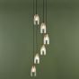 Valora 6 Light Cluster Pendant Antique Bronze and Ribbed Glass