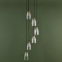 Valora 6 Light Cluster Pendant Antique Bronze and Ribbed Glass