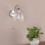 Valora Wall Light Polished Nickel and Ribbed Glass