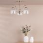 Valora 3 Light Semi-Flush Polished Nickel and Ribbed Glass