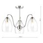Valora 3 Light Semi-Flush Polished Nickel and Ribbed Glass