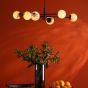 Vignette 6 Light Pendant Matt Black With Planet Style Glass