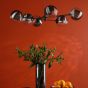 Vignette 6 Light Pendant Matt Black With Smoked/Clear Ribbed Glass