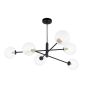 Vignette 6 Light Pendant Matt Black With Clear Hammered Glass