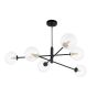 Vignette 6 Light Pendant Matt Black With Clear Hammered Glass