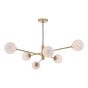 Vignette 6 Light Pendant Aged Brass With White Confetti Glass