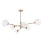 Vignette 6 Light Pendant Aged Brass With Clear/Opal Glass