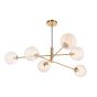 Vignette 6 Light Pendant Aged Brass With Amber Hammered Glass