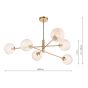 Vignette 6 Light Pendant Aged Brass With Amber Hammered Glass