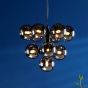 Vine 10 Light Pendant Satin Black With Smoked Glass