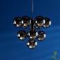 Vine 10 Light Pendant Satin Black With Smoked Glass