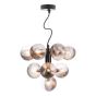 Vine 10 Light Pendant Satin Black With Smoked/Clear Ribbed Glass