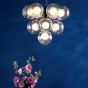 Vine 10 Light Pendant Satin Black With Clear/Opal Glass
