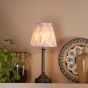 Virgil Rechargeable Table Lamp Matt Black With Taupe Ikat Shade LED