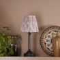 Virgil Rechargeable Table Lamp Matt Black With Taupe Ikat Shade LED