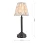 Virgil Rechargeable Table Lamp Matt Black With Taupe Ikat Shade LED