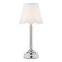 Virgil Rechargeable Table Lamp Polished Nickel With Linen Scalloped Shade LED