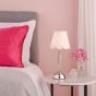 Virgil Rechargeable Table Lamp Polished Nickel With Linen Scalloped Shade LED