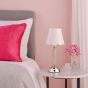 Virgil Rechargeable Table Lamp Polished Nickel With Linen Scalloped Shade LED