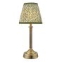 Virgil Rechargeable Table Lamp Matt Antique Brass With Green Leaf Shade LED