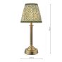 Virgil Rechargeable Table Lamp Matt Antique Brass With Green Leaf Shade LED