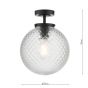 Wayne Bathroom Semi Flush Matt Black Textured Glass IP44