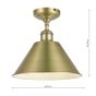 Joules Wollaton Semi-Flush Matt Antique Brass