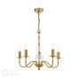 Wrest Park 5 Light Armed Pendant Aged Brass and Ribbed Glass