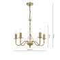 Wrest Park 5 Light Armed Pendant Aged Brass and Ribbed Glass