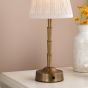 Wyman Rechargeable Table Lamp Antique Bronze With Linen Pleated Shade LED