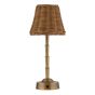Wyman Rechargeable Table Lamp Antique Bronze With Rattan Shade LED