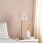 Wyman Rechargeable Table Lamp Antique Bronze With Linen Pleated Scalloped Shade LED