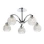 Yasmin 5 Light Semi-Flush Polished Chrome and Ribbed Glass