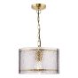 Yeva Pendant Natural Brass and Smoked Glass