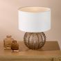 Zorin Table Lamp Tea Glass and Antique Brass With Linen Shade