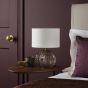 Zorin Table Lamp Tea Glass and Antique Brass With Linen Shade