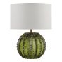 Zorin Table Lamp Green Glass and Antique Brass With Linen Shade