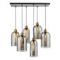 Alma 6 Light Bar Pendant Matt Black & Brass with Smoked Glass