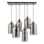 Alma 6 Light Bar Pendant Matt Black & Brass with Smoked Glass