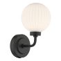 Alrik Bathroom Wall Light Matt Black and Opal Glass IP44