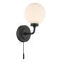 Alrik Bathroom Wall Light Matt Black and Opal Glass IP44